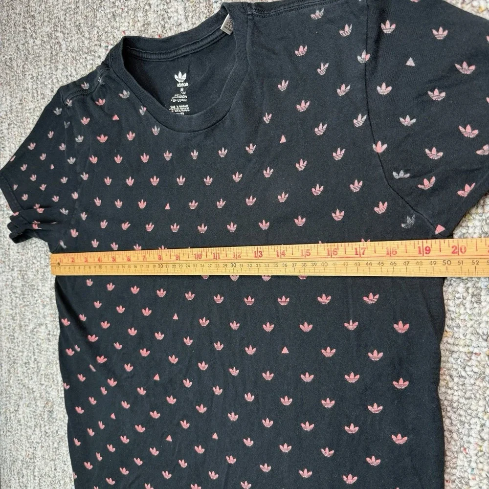Adidas Shirt Mens Medium Short Sleeve All Over Trefoil Skater City Black